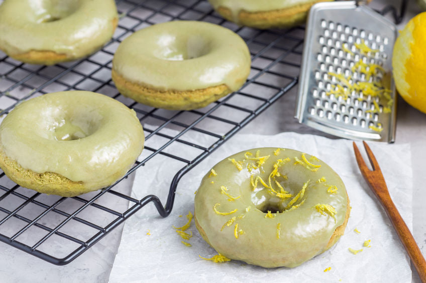 Matcha Banana Donuts With Matcha Lemon Glaze